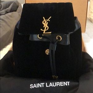YSL Black Velour backpack